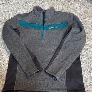 Spyder Charcoal and Teal Half-Zip Pullover